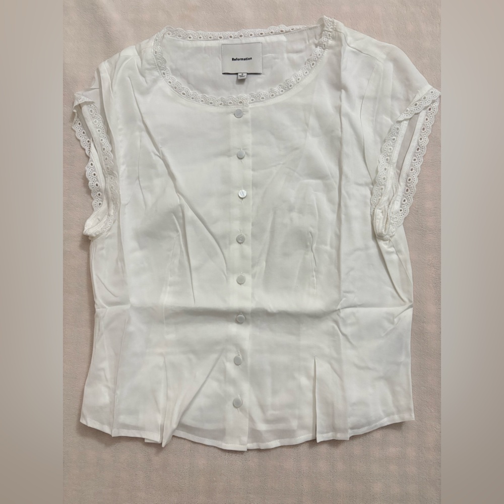 Reformation White Eyelet-Trim Mini Dress Set - Picture 4 of 5